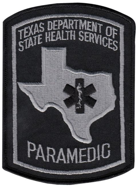TEXAS PARAMEDIC STAR OF LIFE CENTER, GREY SUBDUED SHOULDER PATCH - SEW ON.